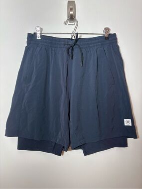 Reigning Champ Shorts Mens M Navy 4 Way Stretch Lined Running Lightweight